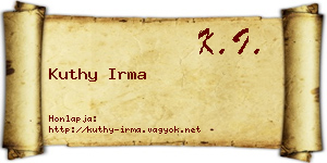 Kuthy Irma névjegykártya